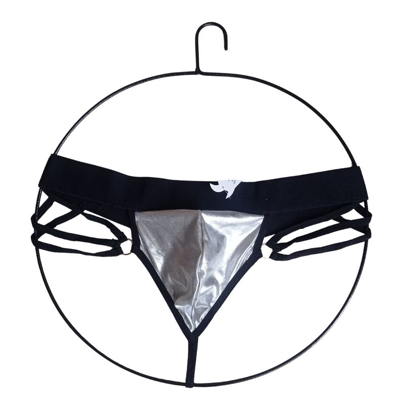 DISTRISEX - Tanga Suspensorio Plateado para hombre 010