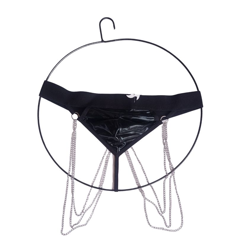 DISTRISEX - Tanga Suspensorio negra con cadenas para hombre 006
