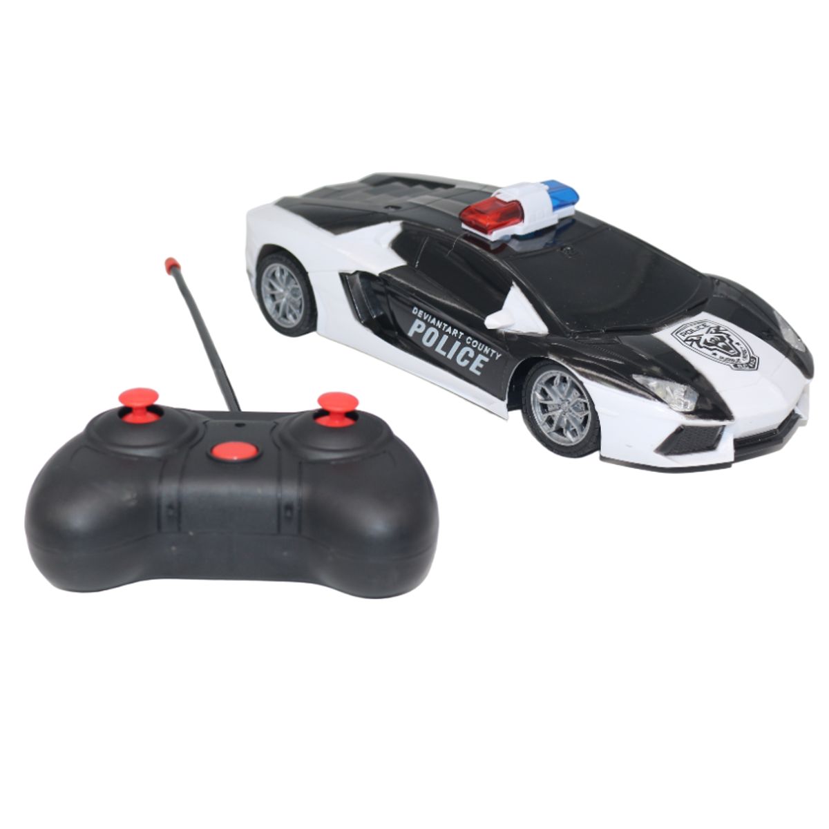 JUGUETELANDIA - CARRO POLICIA RACING RC PILAS CAJA