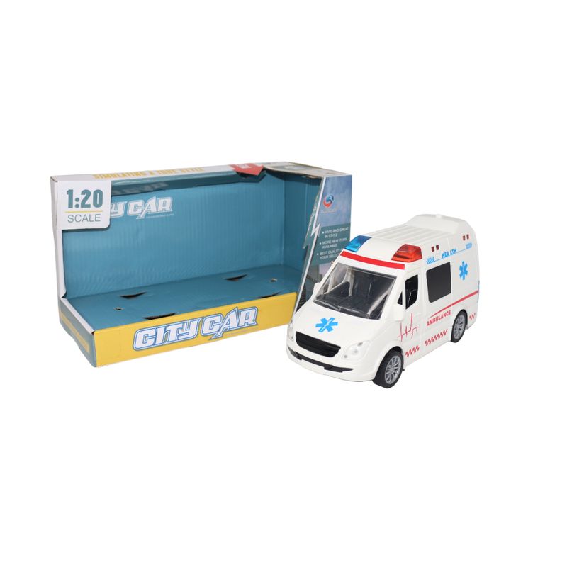 JUGUETELANDIA - AMBULANCIA CITY CAR LUZ Y SONIDO PILAS CAJA