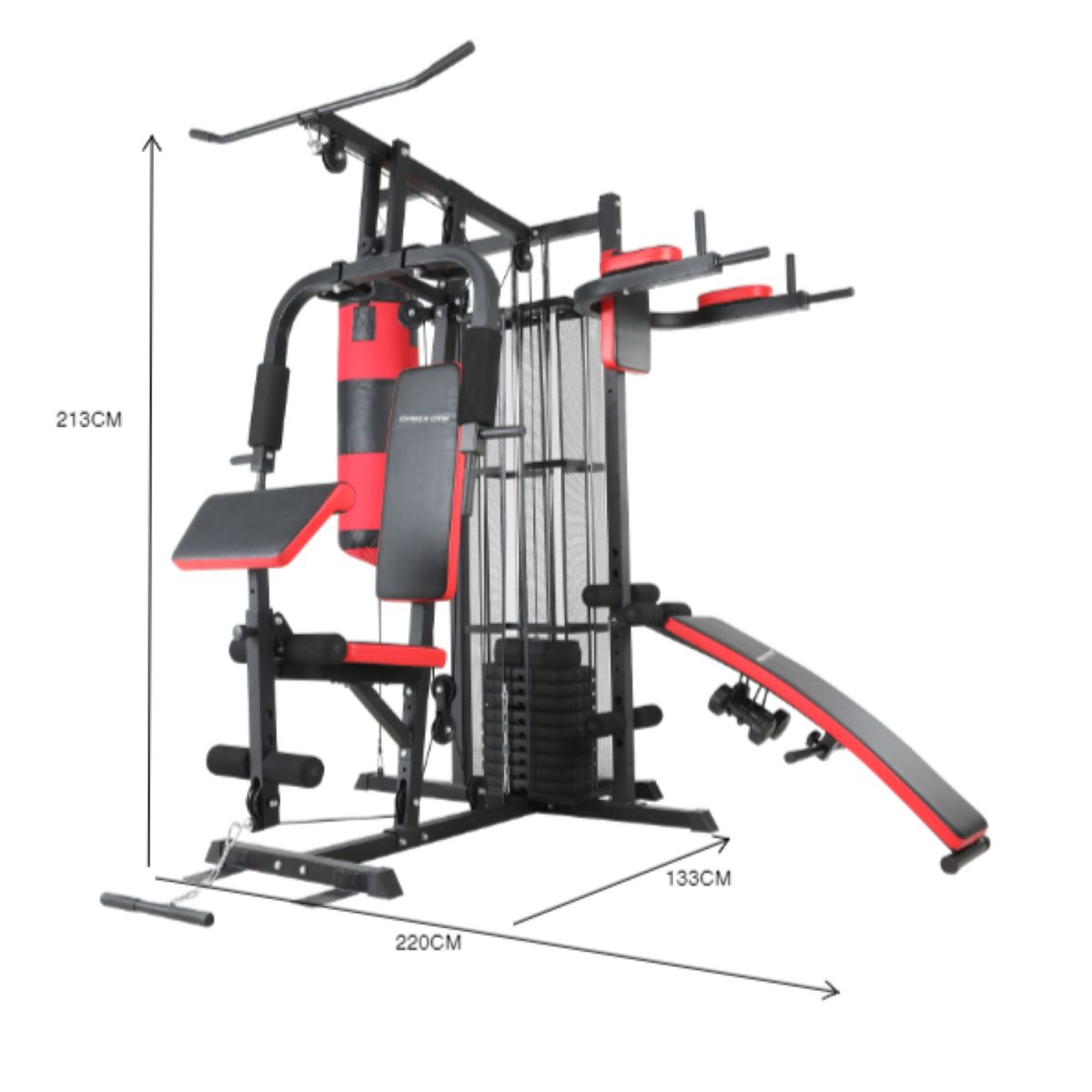 GYMAX - Multifuerza 130Lb Multigimnasio 3 Estaciones-Saco de Boxeo