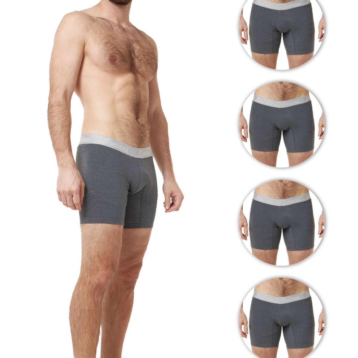 SANTANA - Combo X5 Bóxer Largo Hombre Gris Oscuro_.