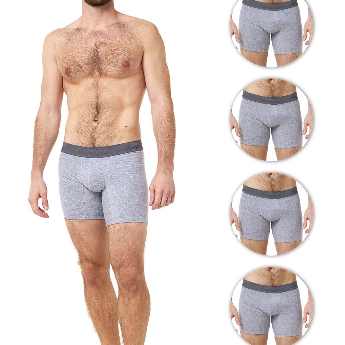 SANTANA - Combo X5 Bóxer Largo Hombre Gris Claro_.