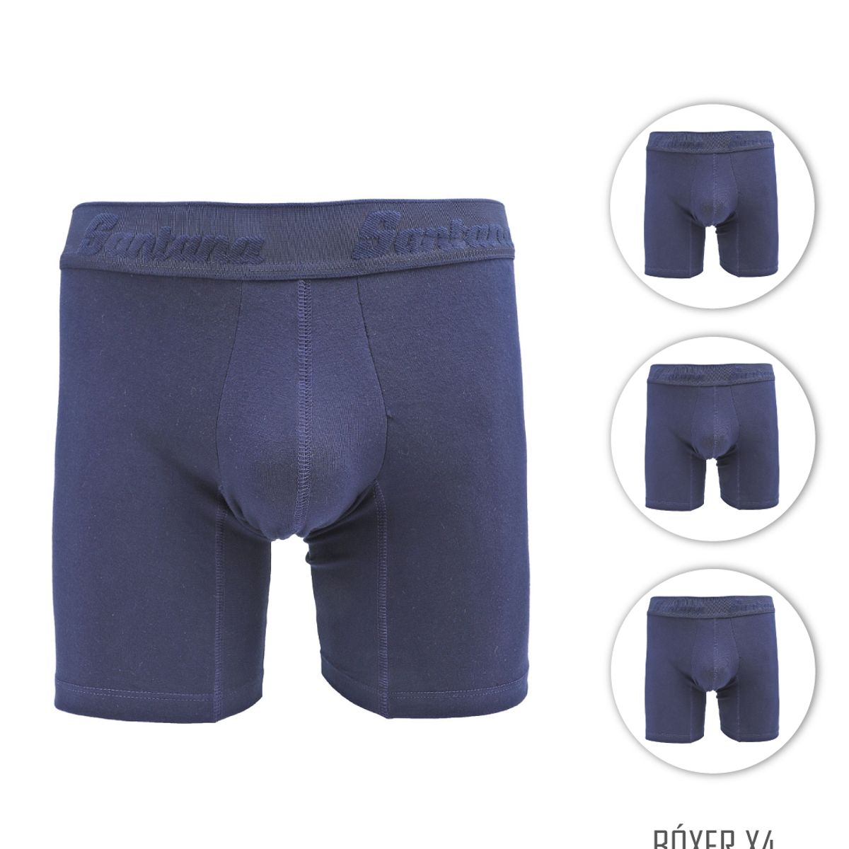 SANTANA - Combo X4 Bóxer Largo Niño Santana Azul Oscuro