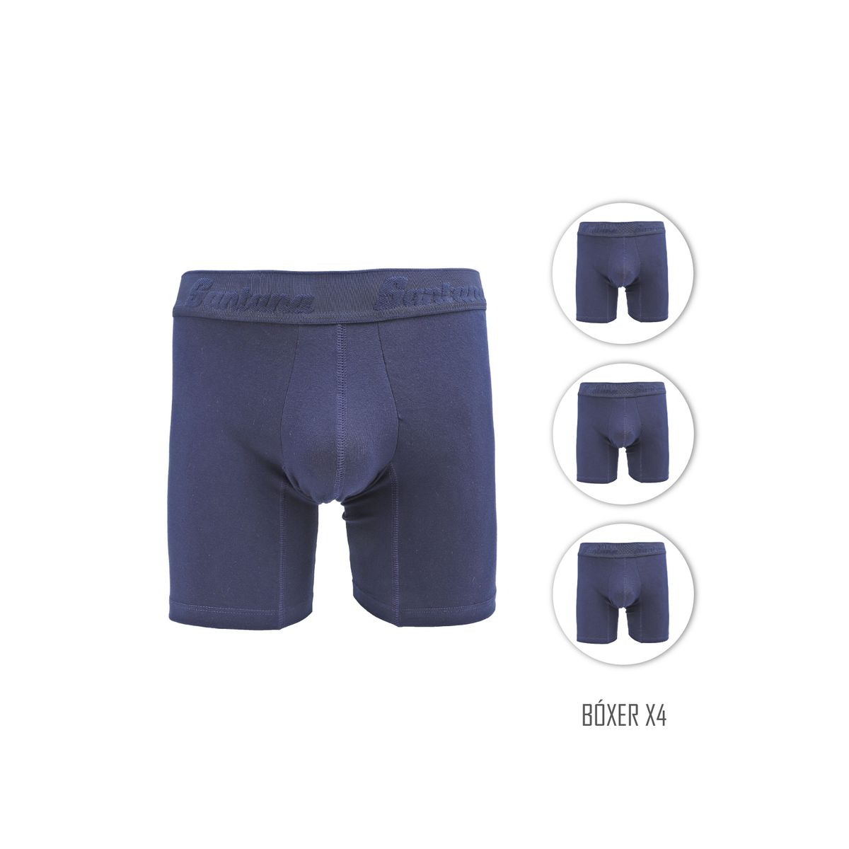 SANTANA - Combo X4 Bóxer Largo Niño Santana Azul Oscuro