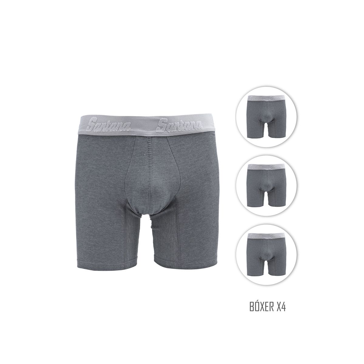 SANTANA - Combo X4 Bóxer Largo Niño Santana Gris Oscuro
