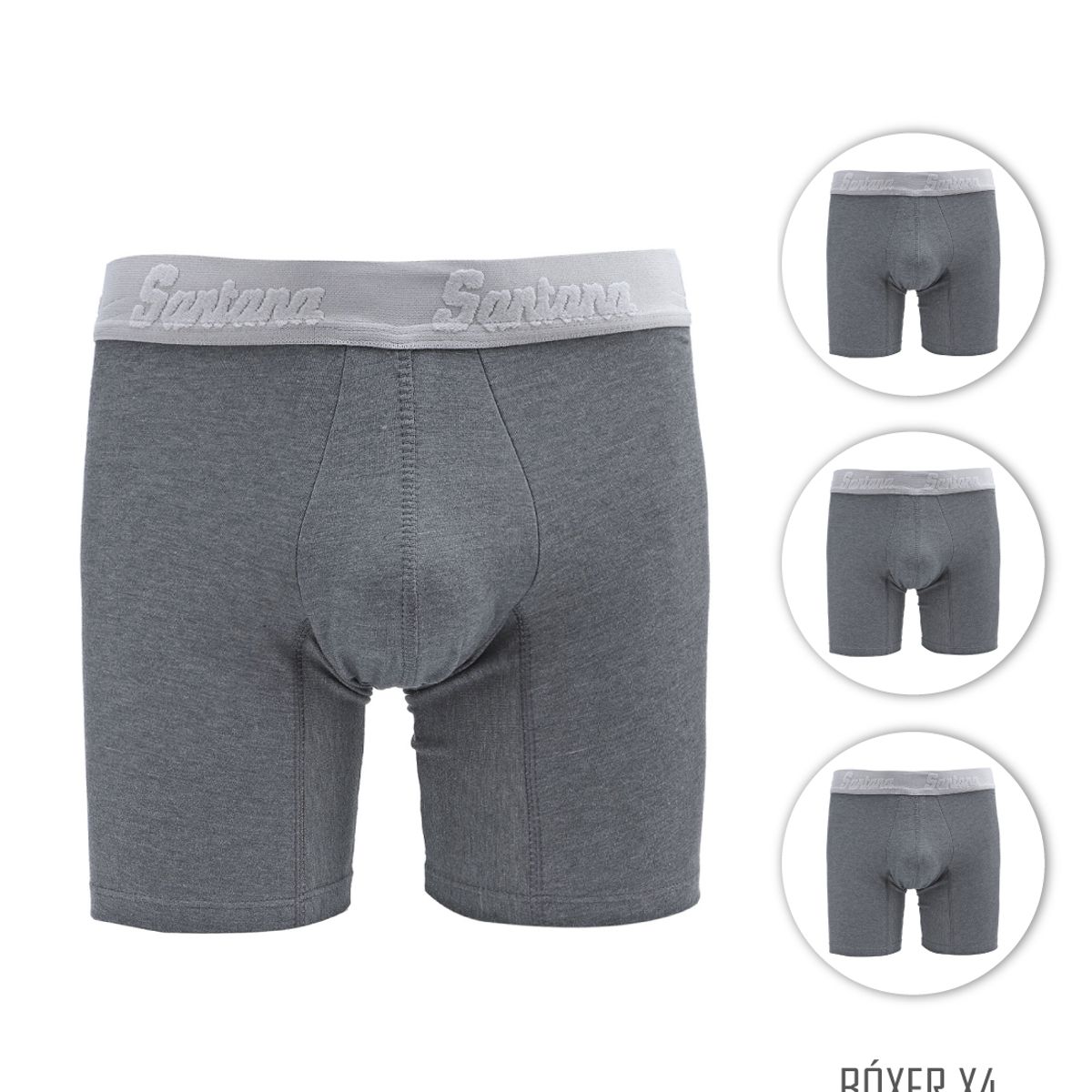 SANTANA - Combo X4 Bóxer Largo Niño Santana Gris Oscuro