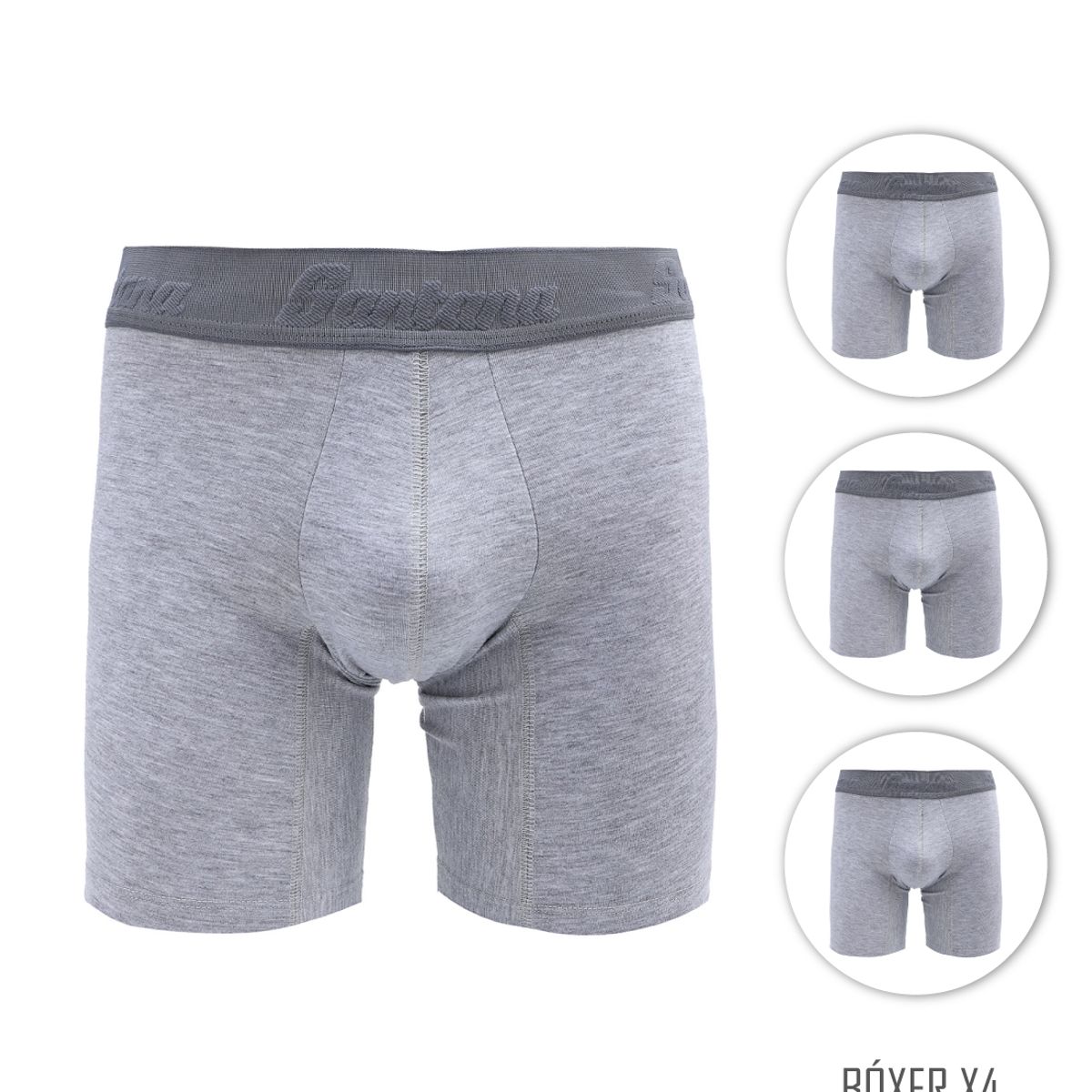 SANTANA - Combo X4 Bóxer Largo Niño Santana Gris Claro