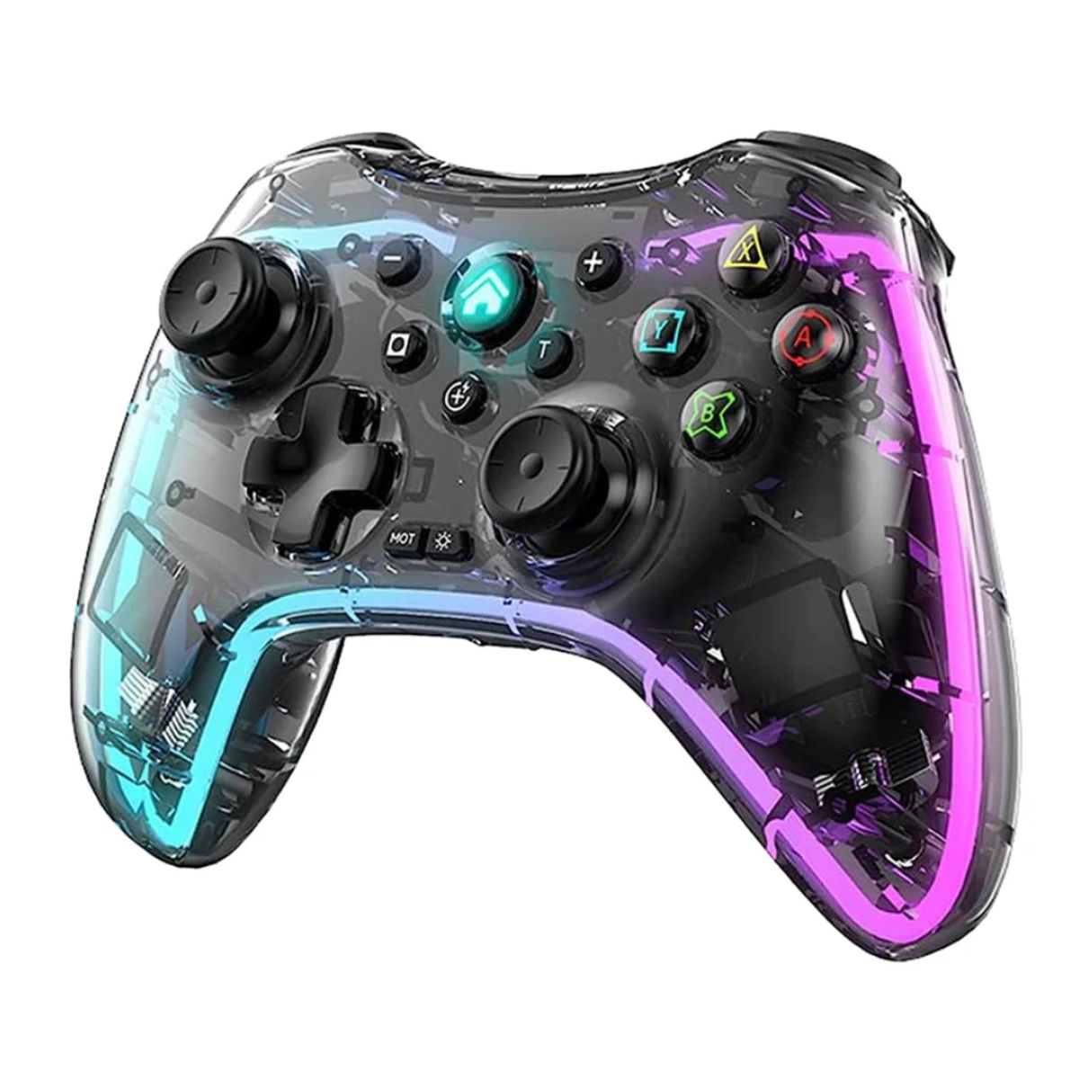 GENERICO - Control Inalambrico Gamepad Transparente Rgb Joystick Bsp-s3