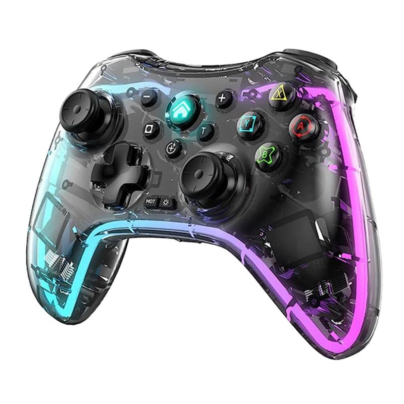 GENERICO - Control Inalambrico Gamepad Transparente Rgb Joystick Bsp-s3