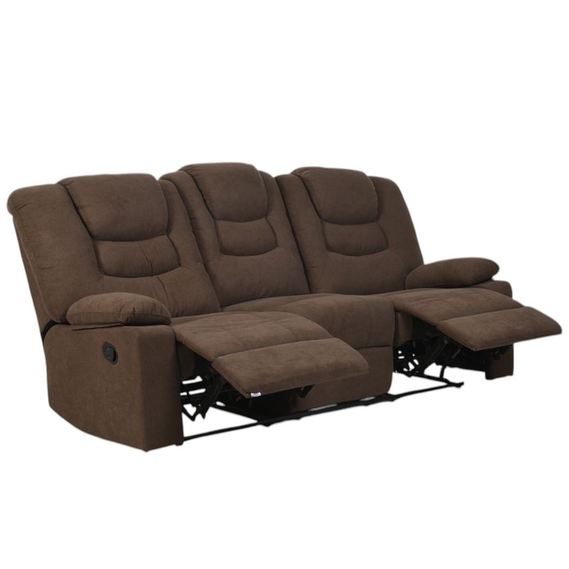 MUEBLES FIOTTI - Sofa Reclinable 3 puestos Poliester  Cafe Kalerin
