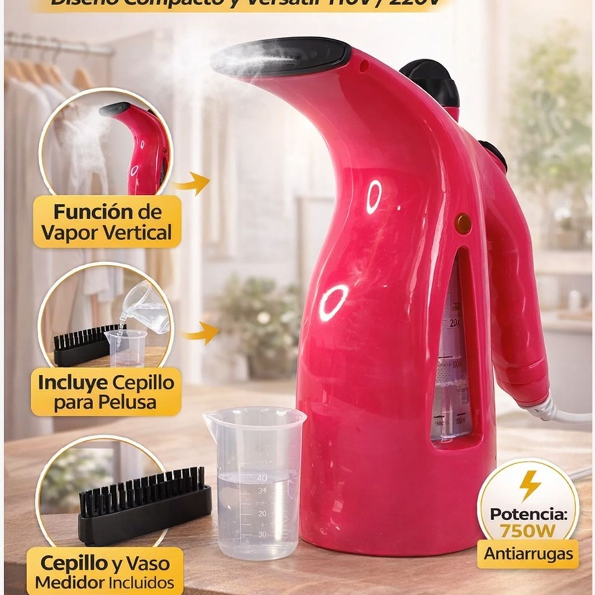 GENERICO - Plancha Vaporizadora Portátil 4 en 1 Para Ropa 110V/220V Compacto