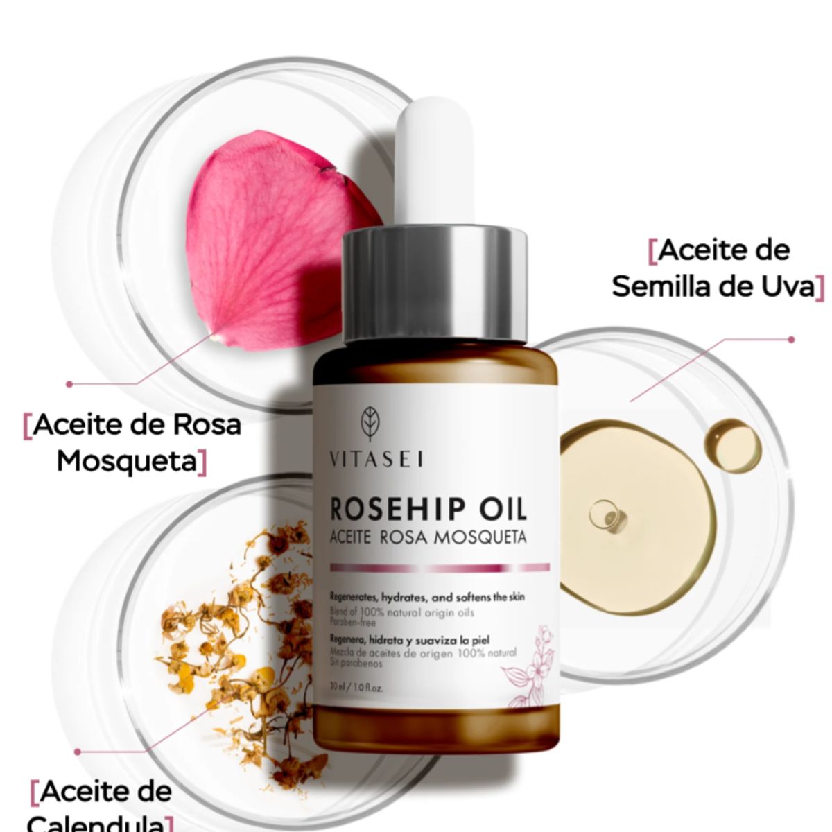 VITASEI - ACEITE DE ROSA MOSQUETA - COMBINACIÓN DE ACEITES NATURALES