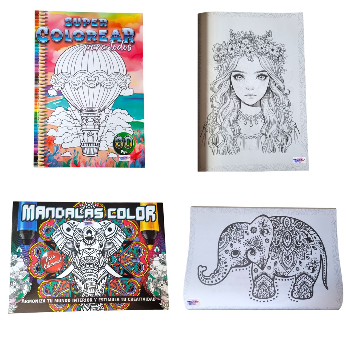 GENERICO - Cartillas para Colorear Pintar Mandalas Set x 2 und Grande