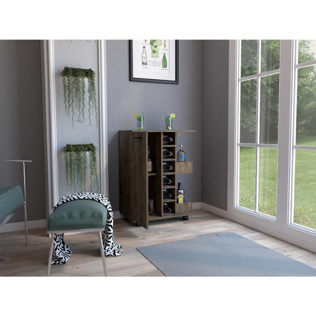 RTA DESIGN - Bar Bajo Telmo Nogal con una puerta abatible