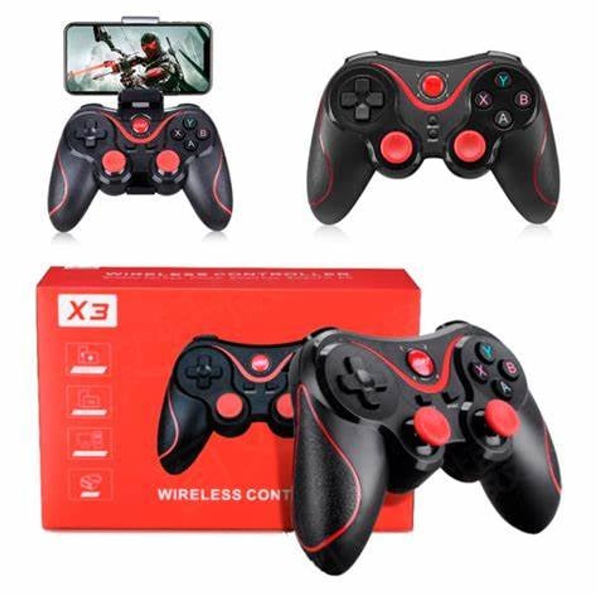 GENERICO - control gamepad x3 inalambrico bluetooth pc android etc