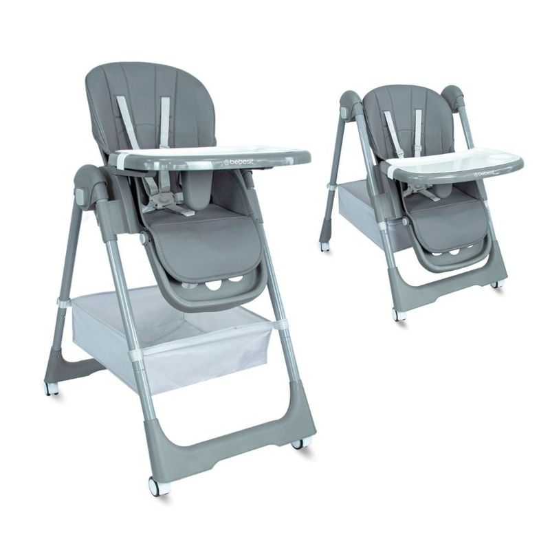 BEBESIT - Silla de comer para bebé Prime Gris