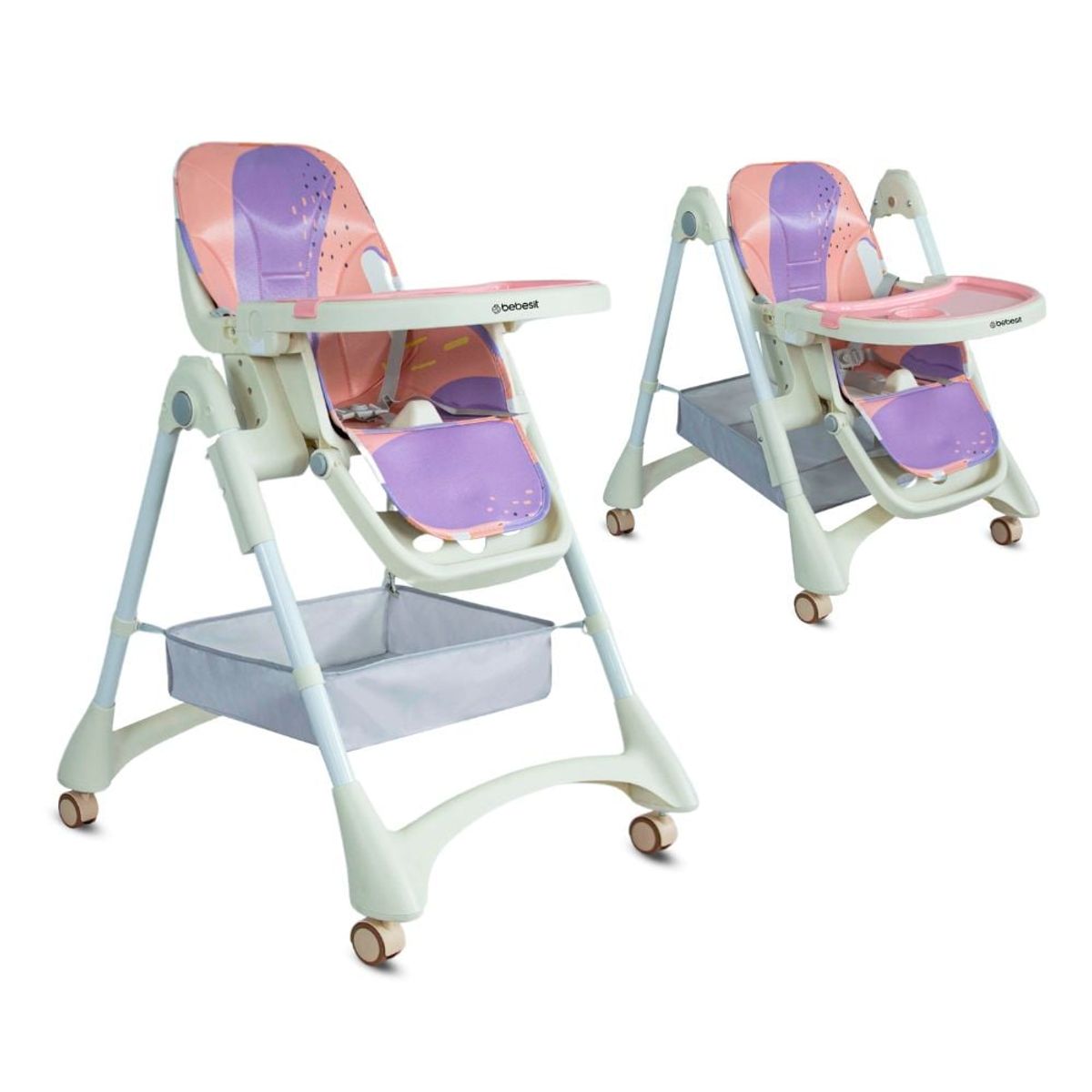 BEBESIT - Silla de comer para bebé Aquarella Rosa