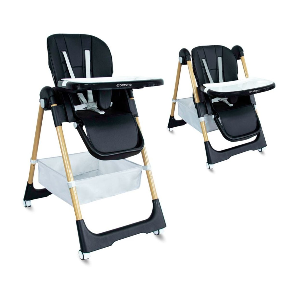 BEBESIT - Silla de comer para bebé Prime Negro