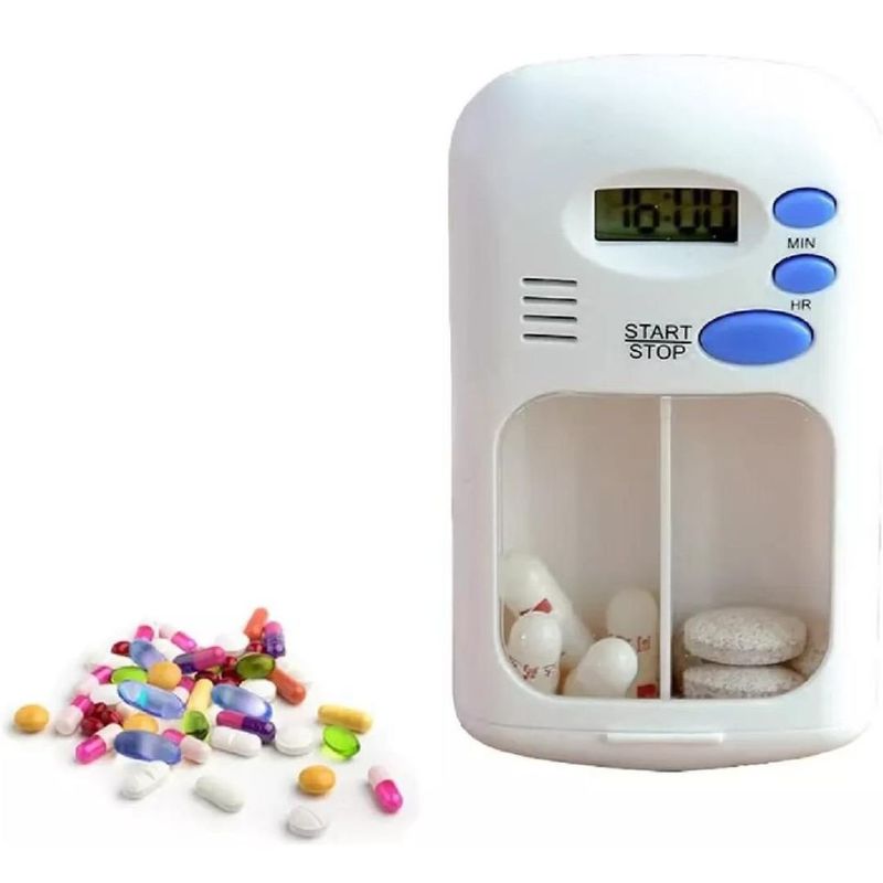 MAZUGI - Pastillero Con Alarma 3 Compartimientos Protección Hermético