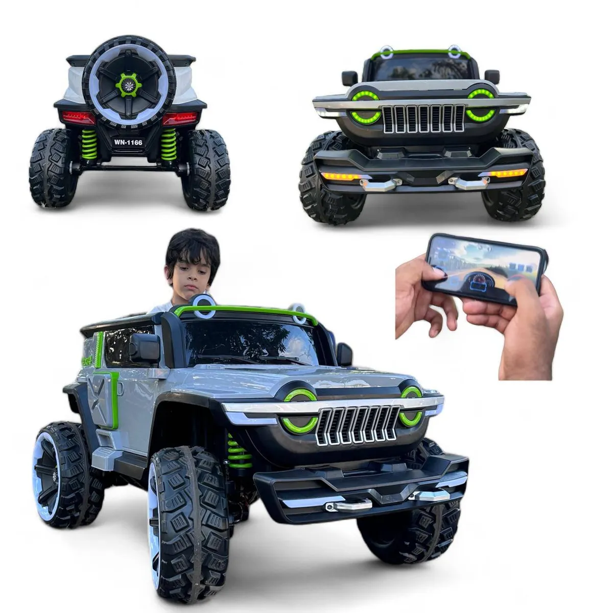 BRITOCHET - Carro Eléctrico Niño Montable 4x4 Ll/Caucho 1 a 7 años