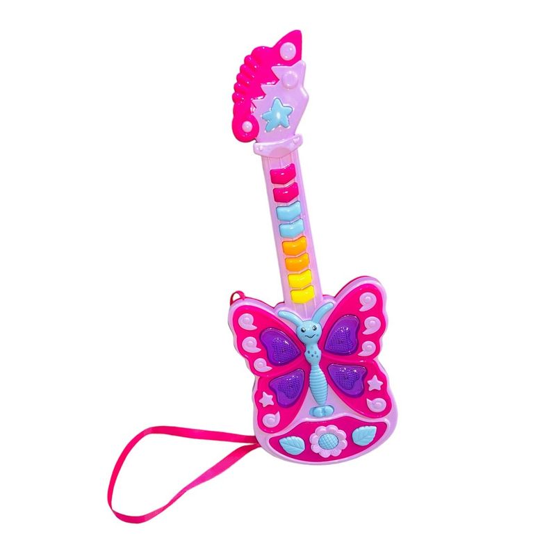 GENERICO - Guitarra Mariposa Morado Con Luces-Juguete Musical Para Niña