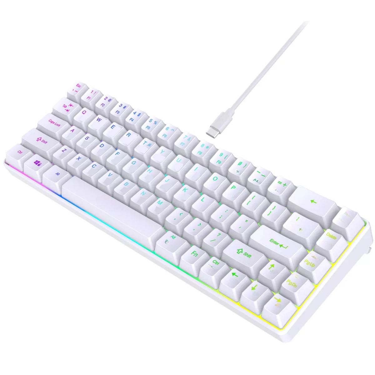 TECNOHOGAR JS - Teclado Semi Mecanico Tecla Cambiable Rgb Cel Y Pc Letra Ñ