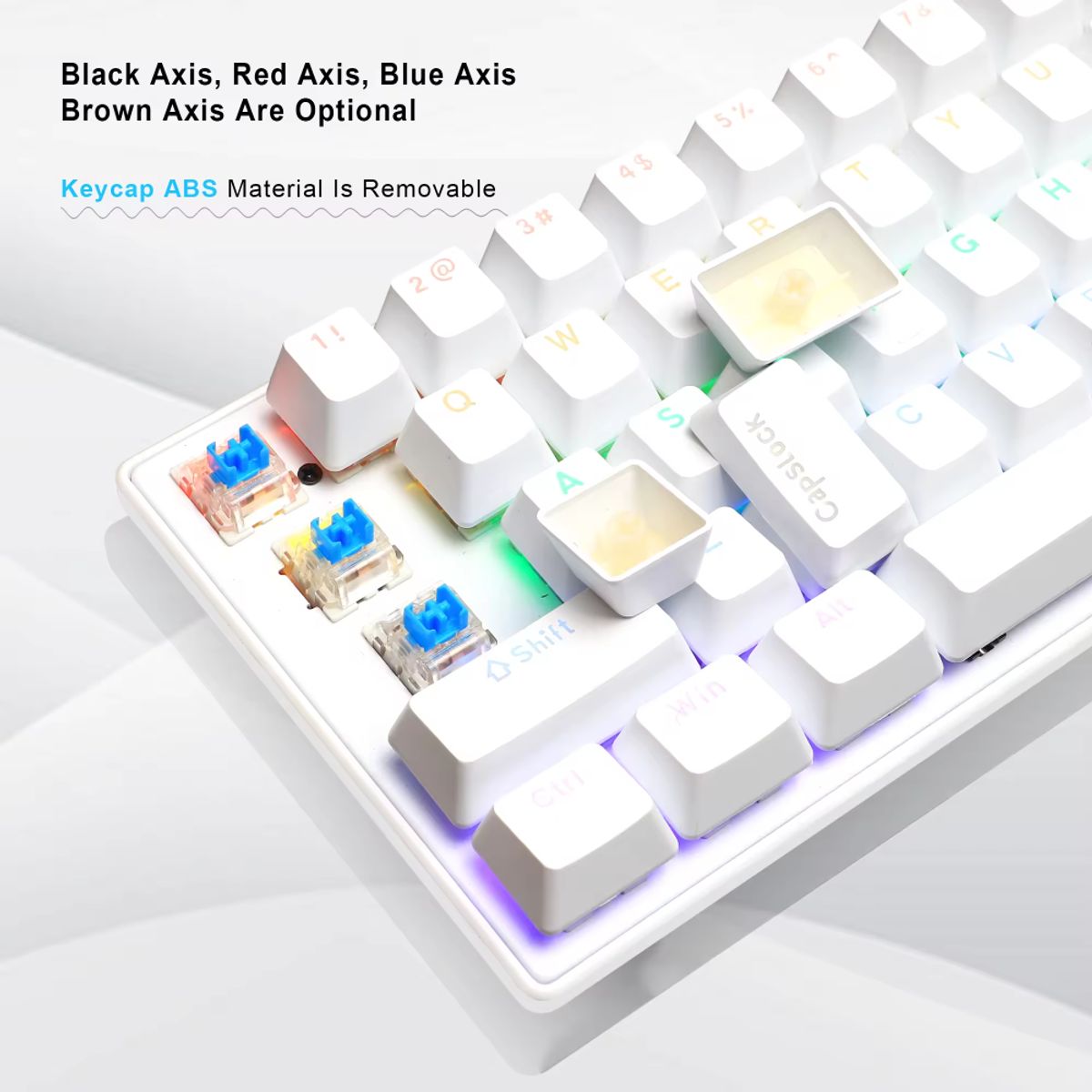 TECNOHOGAR JS - Teclado Semi Mecanico Tecla Cambiable Rgb Cel Y Pc Letra Ñ