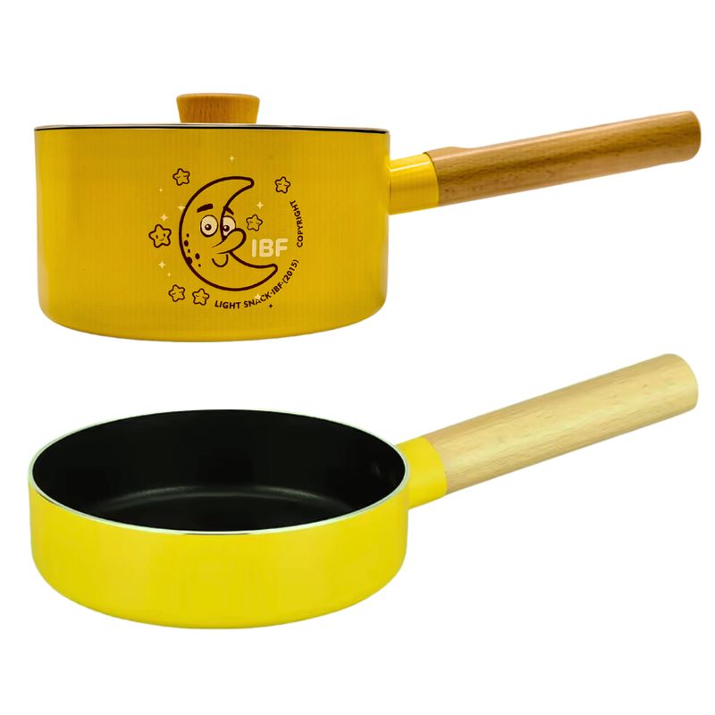 GENERICO - Juego De Sarten Y Olla Con Tapa De 16cm Antiadherente Acero