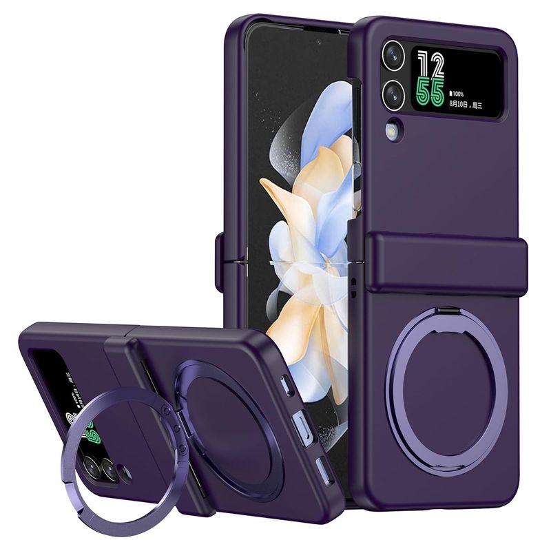 GENERICO - Case Protección Bisagra Soporte Compatible Samsung Z Flip 3 y 4 Morado