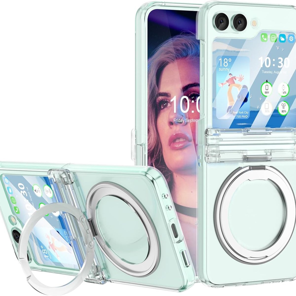 GENERICO - Funda Case Bisagra Soporte Compatible Samsung Z Flip 5 Transparente