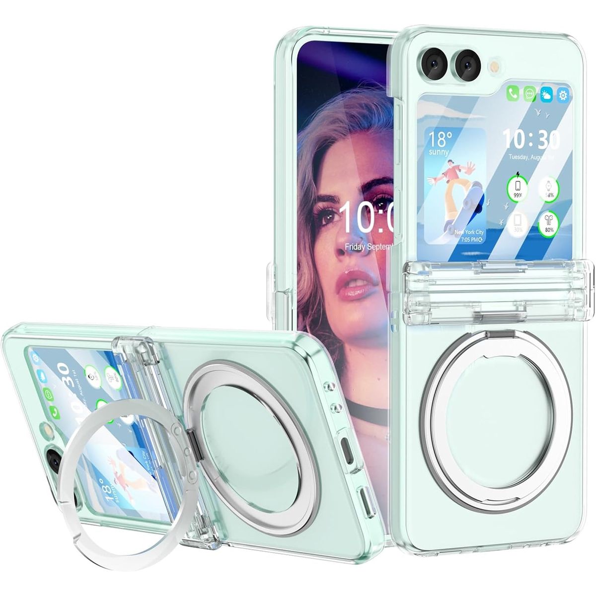 GENERICO - Funda Case Bisagra Soporte Compatible Samsung Z Flip 5 Transparente