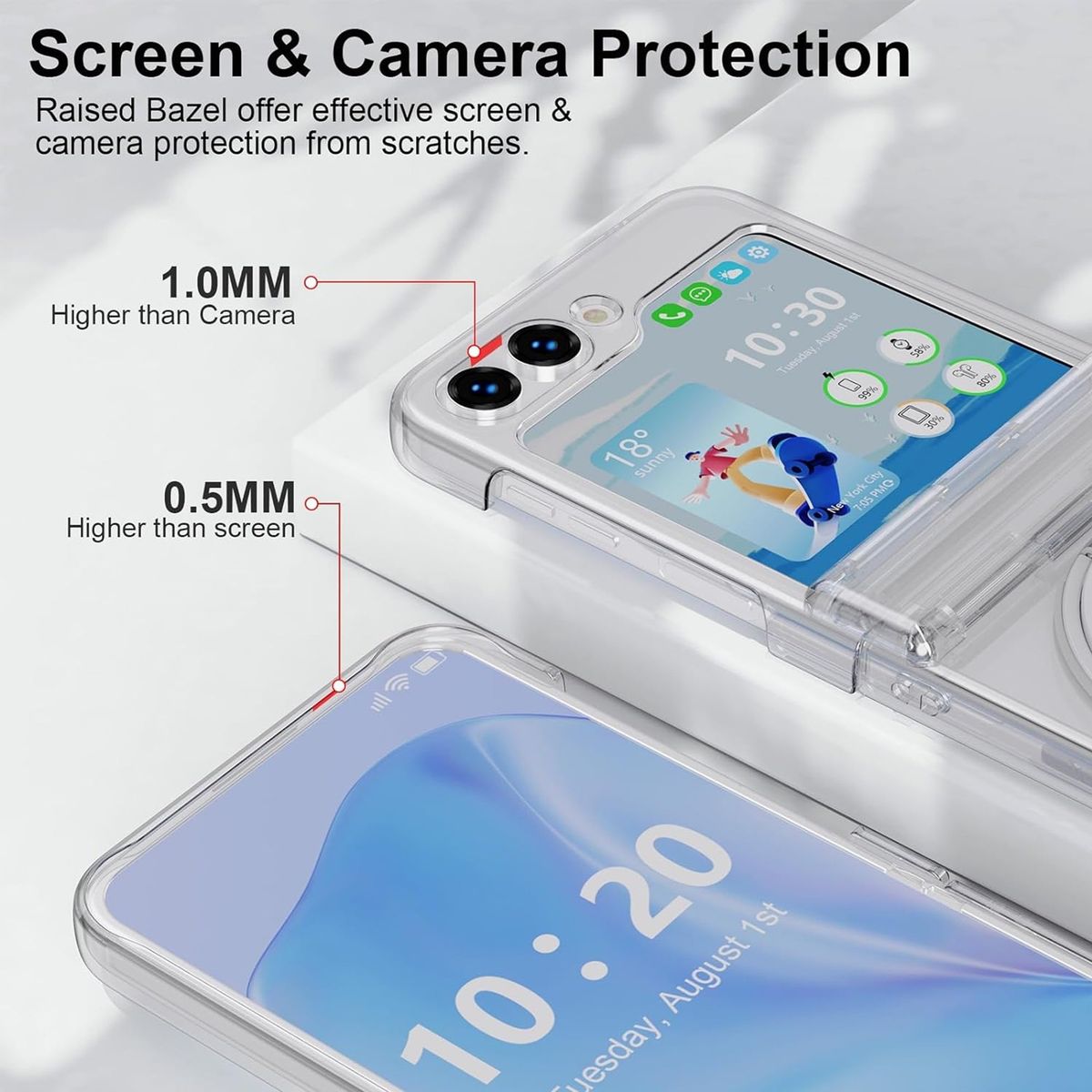 GENERICO - Funda Case Bisagra Soporte Compatible Samsung Z Flip 5 Transparente