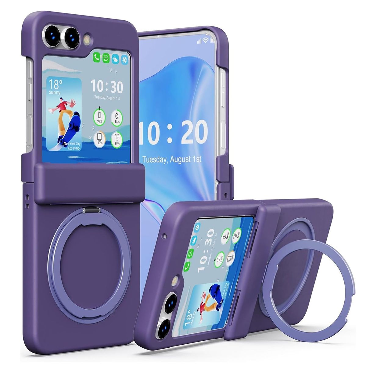GENERICO - Funda Protección Bisagra Soporte Compatible Samsung Z Flip 5 Morado