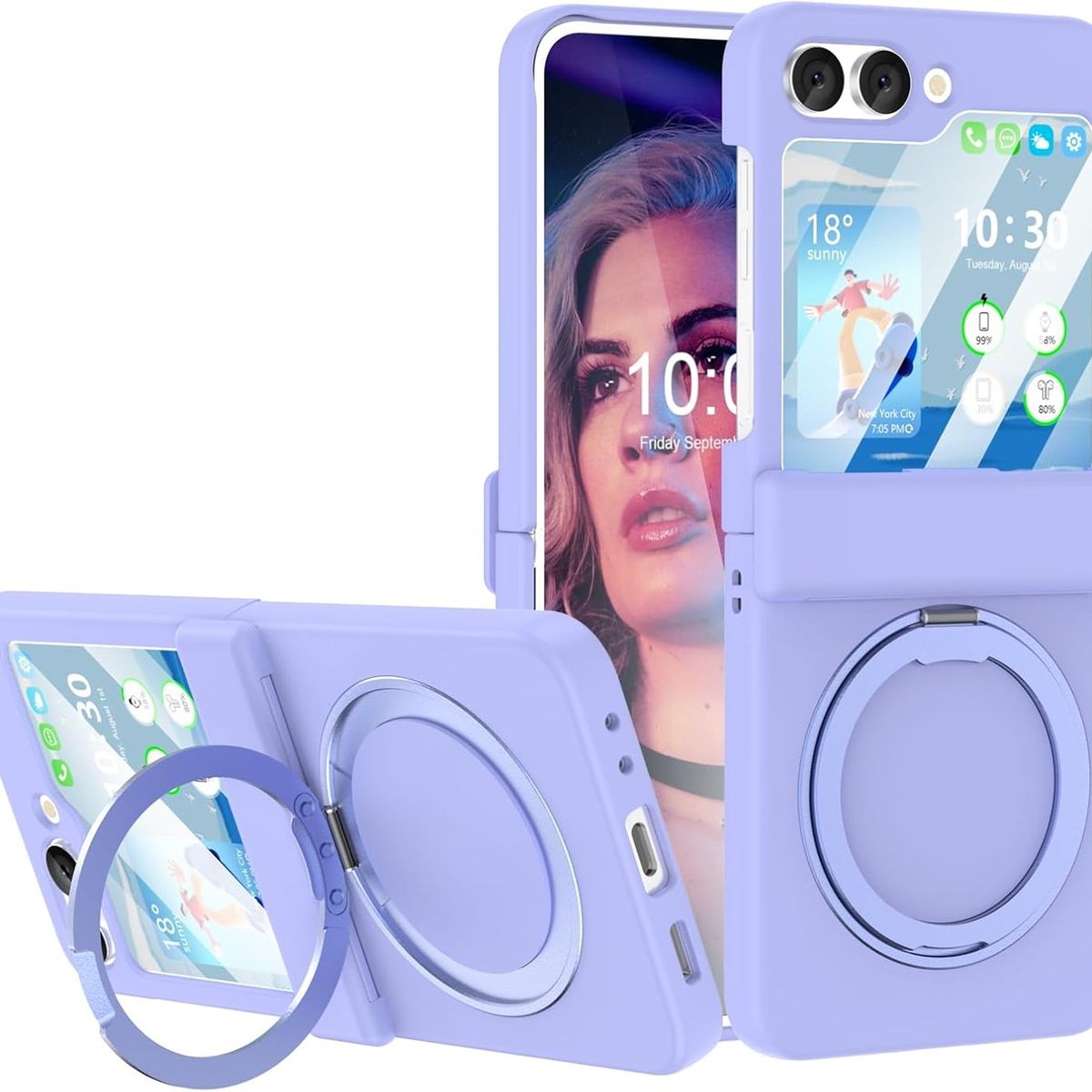 GENERICO - Funda Protección Bisagra Soporte Compatible Samsung Z Flip 5 Lila