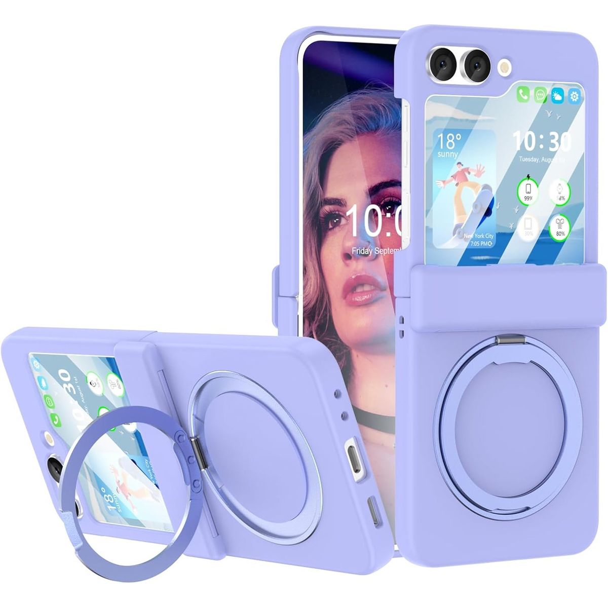 GENERICO - Funda Protección Bisagra Soporte Compatible Samsung Z Flip 5 Lila