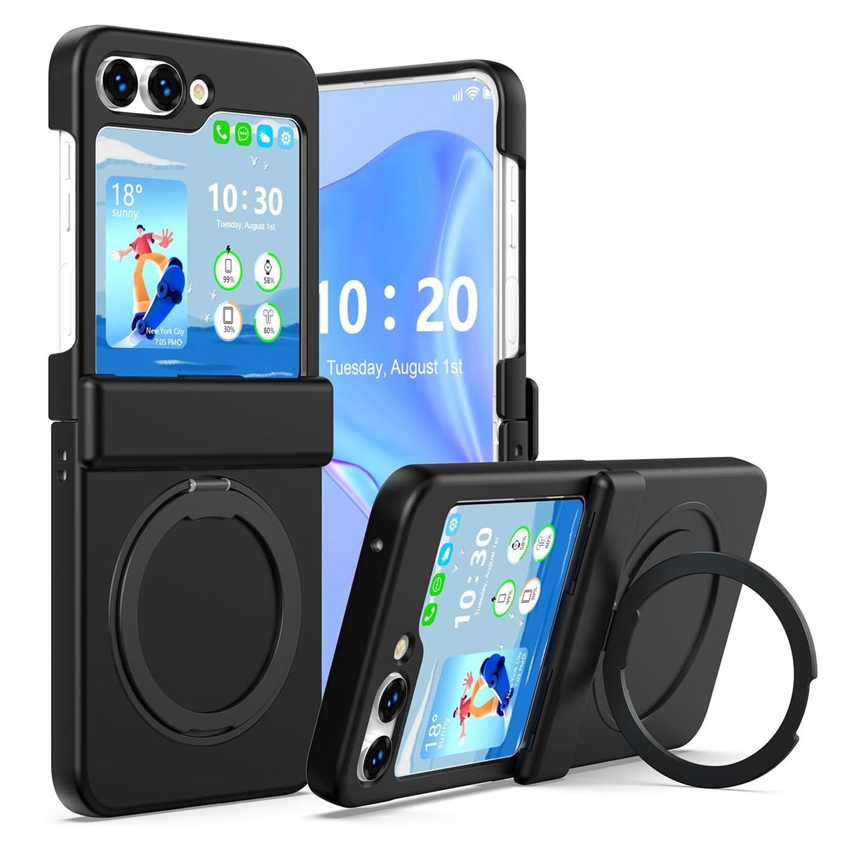GENERICO - Funda Protección Bisagra Soporte Compatible Samsung Z Flip 5 Negro