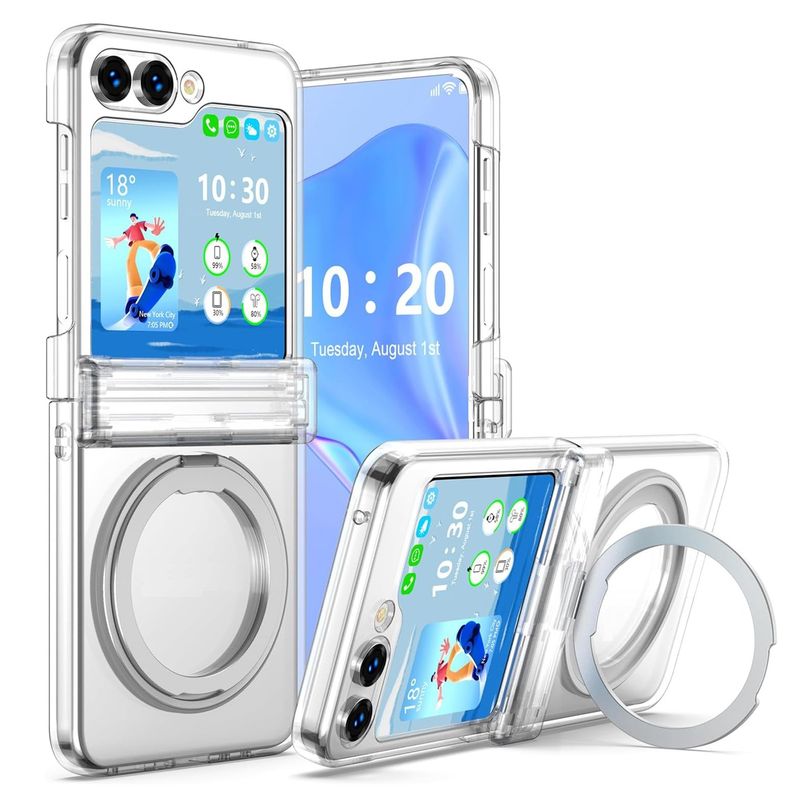 GENERICO - Funda Bisagra Soporte Para Samsung Z Flip 6 Y Z Flip 7 FE Transparente