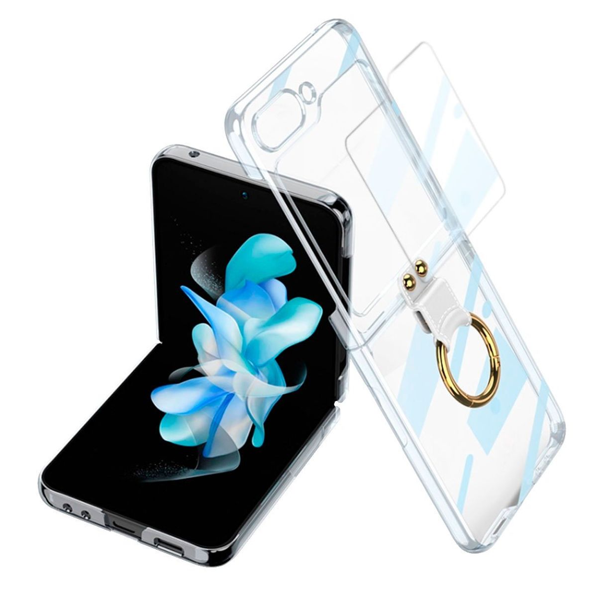 GENERICO - Estuche GKK Phantom Anillo De lujo para Samsung Z Flip 6Transparente