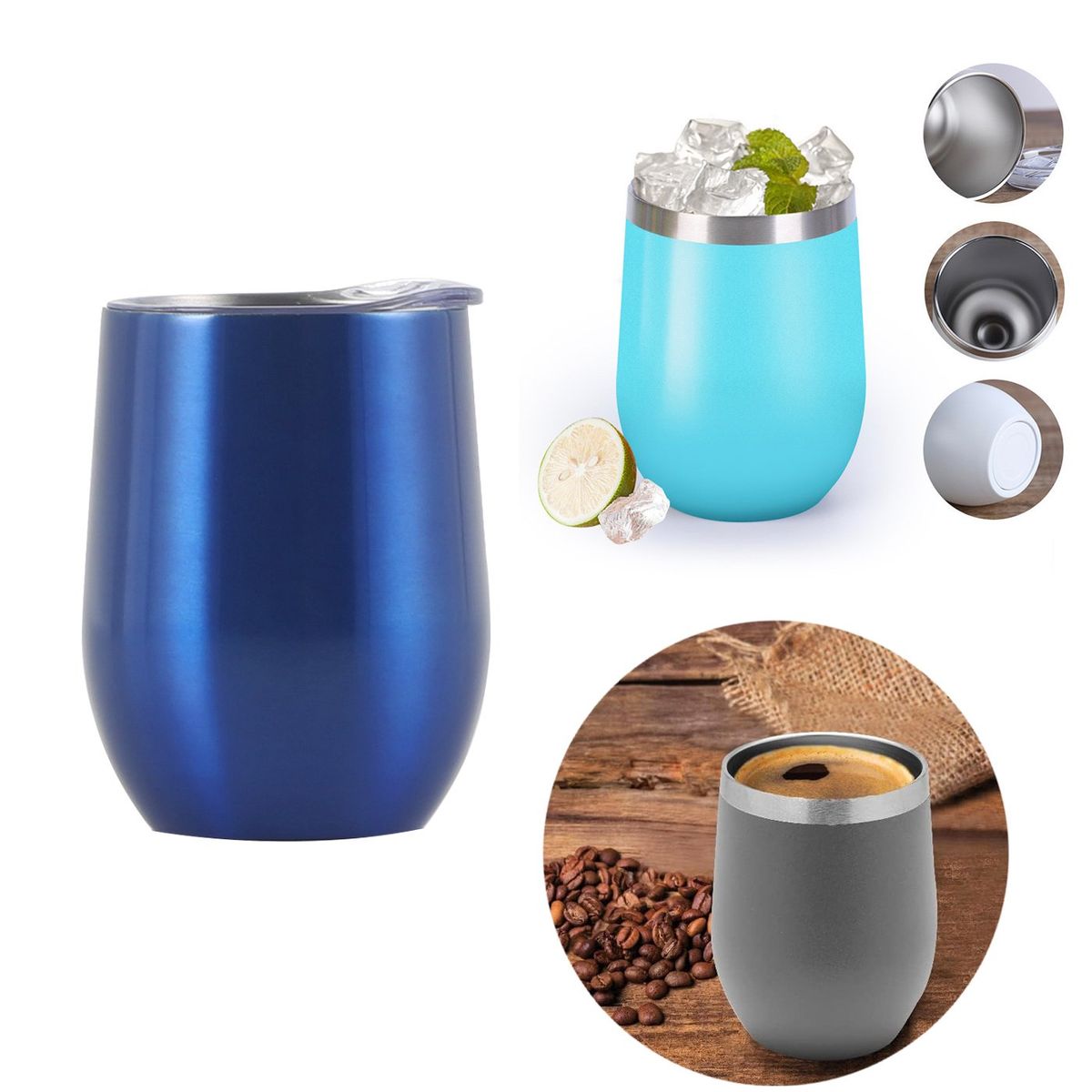 MULTIPLACE COLOMBIA - Termo Vaso Termico Acero Mug Mate Vino Te Café 354 ml Azul