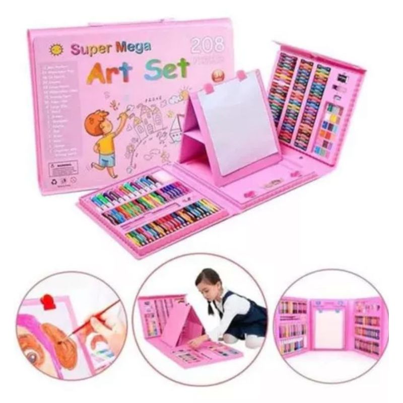GENERICO - Set Kit Arte Niños Maleta Crayon Acuarela Plumon 208 Piezas