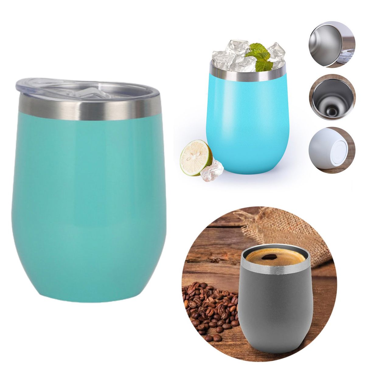 MULTIPLACE COLOMBIA - Termo Vaso Termico Acero Mug Mate Vino Te Café 354 ml Azul