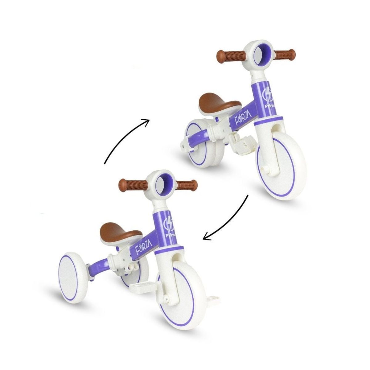PRINSEL - Bicicleta de Balance para Niños 2 En 1 Forza Morado