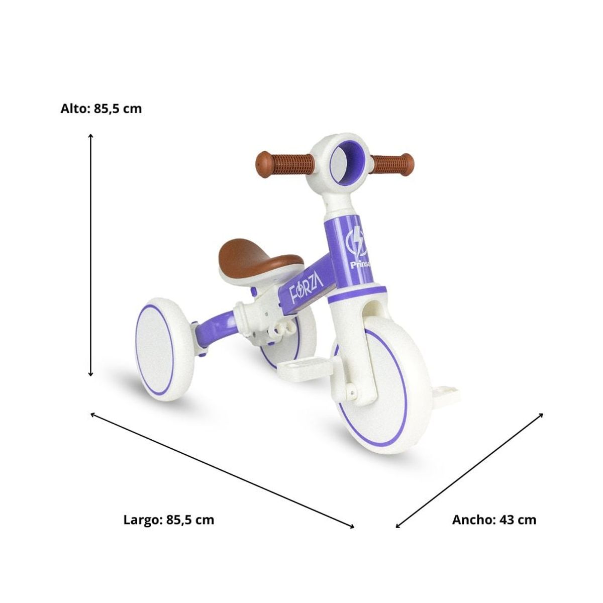 PRINSEL - Bicicleta de Balance para Niños 2 En 1 Forza Morado