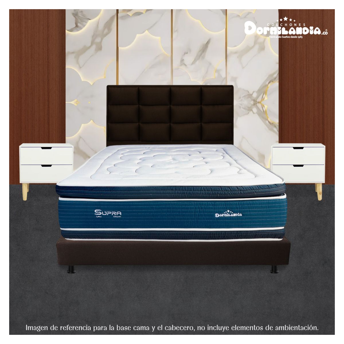 DORMILANDIA - Combo Base Cama Dividida Café Doble 140x190 + Cabecero Londres