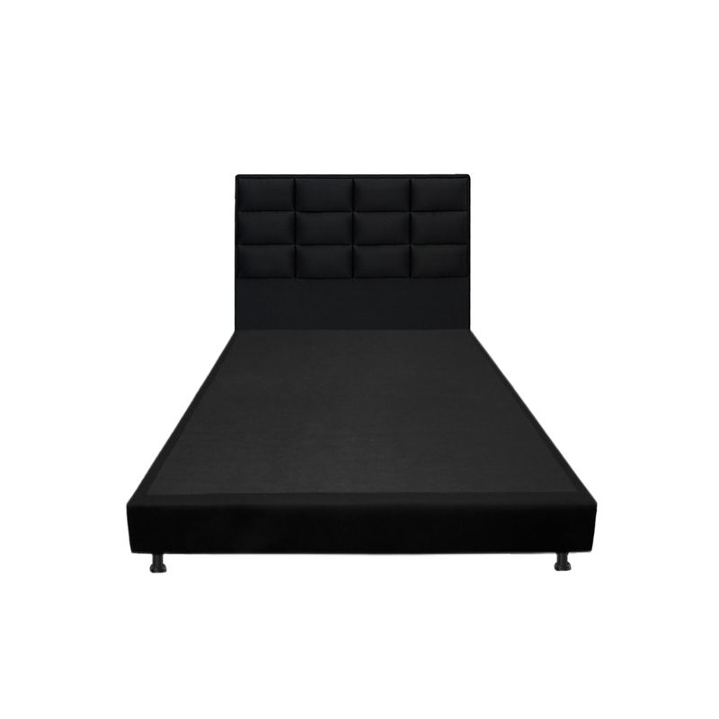 DORMILANDIA - Combo Base Cama Enter Negro Sencillo 100x190 + Cabecero Londres