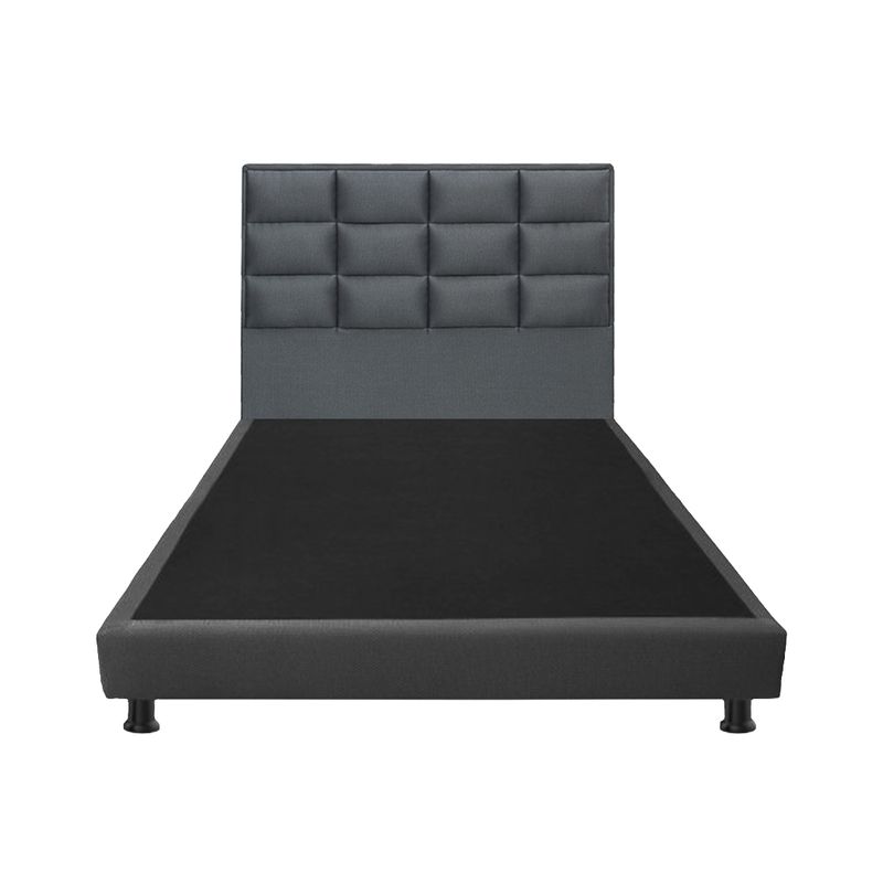 DORMILANDIA - Combo Base Cama Entera Gris Semidoble 120x190 + Cabecero Londres