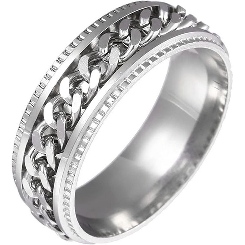 DAYOSHOP - Anillo Cadena De Eslabones Giratoria Acero Unisex + Estuche