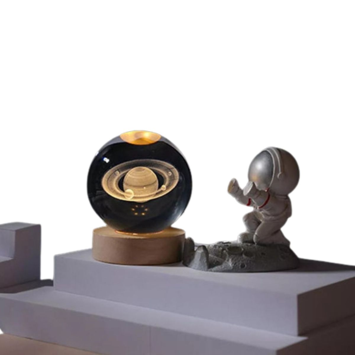 LUMBERMAN - Lámpara Led 3D Esfera Proyector Saturno+obsequio Astronauta Porta Cel