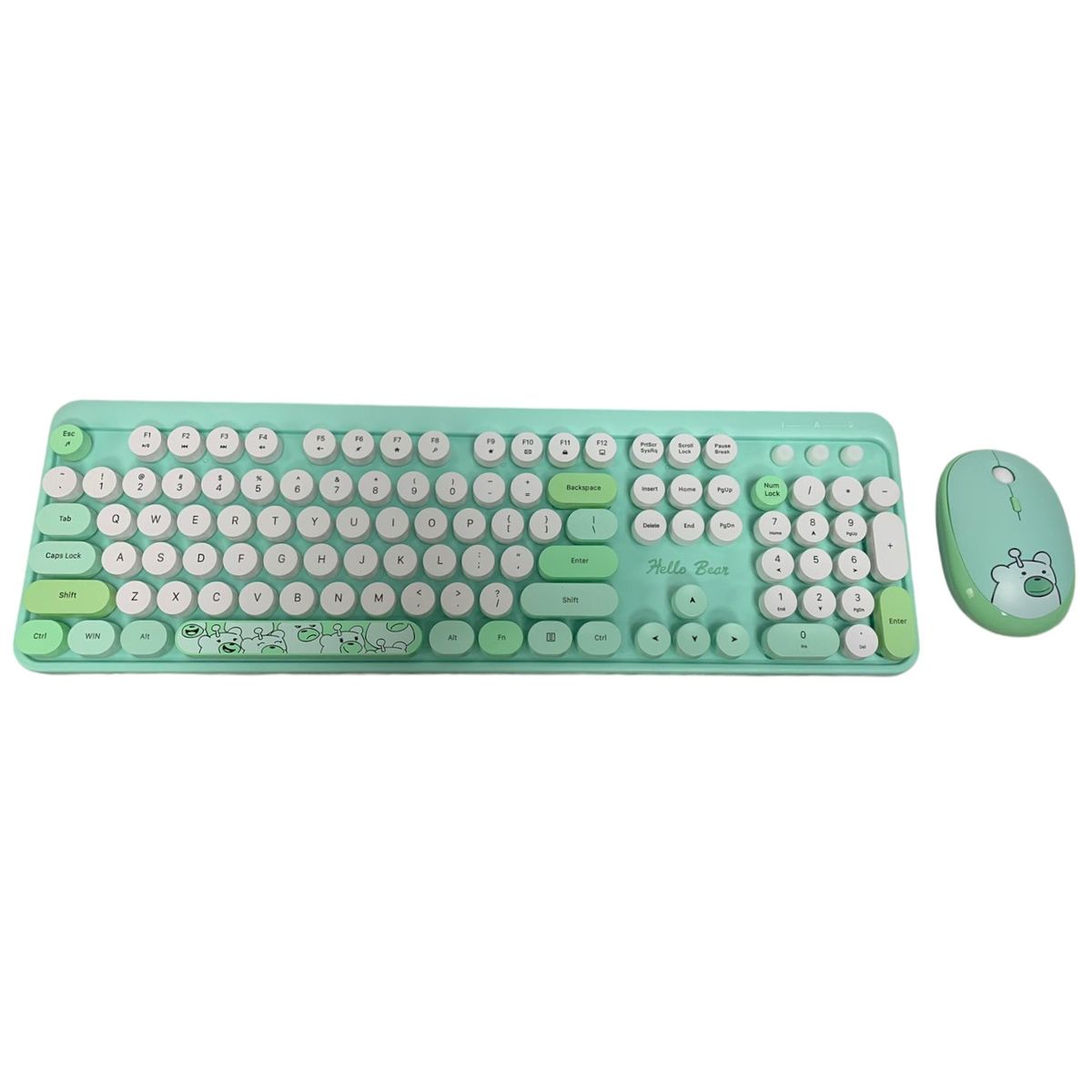 GENERICO - Combo Inalámbrico Teclado Y Mouse Silencioso Geezer Hello Bear Azul